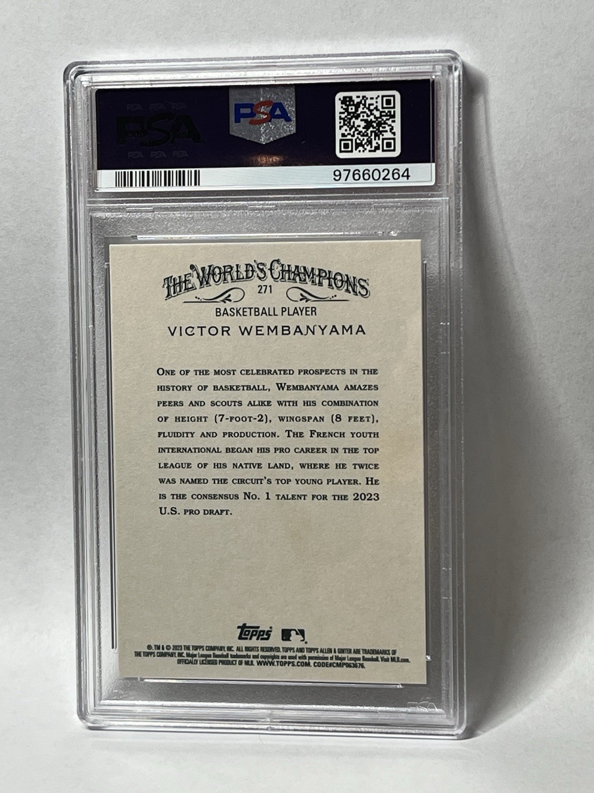 Topps 2023 Allen & Ginter Victor Wembanyama #271 (RC) PSA 10 view 2