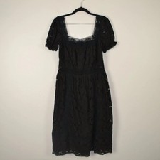 Anna Sui Lace Babydoll Vtg Square Neck Dress Size 4 Black