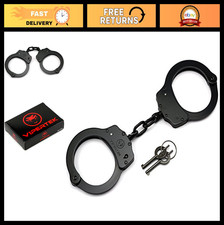 Professional Grade Double Lock Steel Handcuffs - Police Edition, Black, Durable