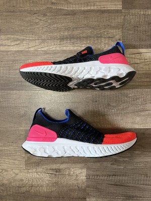 Brand New Nike Women's React Phantom Run Flyknit 2 Black/Bright Crimson Size 7.5