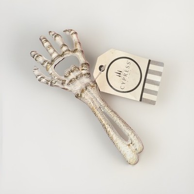Cast Iron Skeleton Hand Bottle Opener With Antique Finish, 7  Long, Halloween