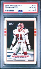 1989 Topps Traded Football Deion Sanders Rookie Card #30T Falcons HOF GEM-MINT