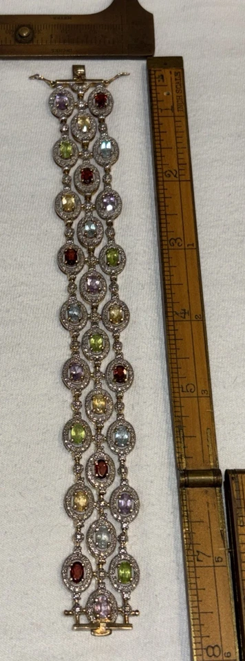 "Brazalete brazalete Ross Simons zafiro oro 18kt sobre plata de ley 6,75"" 34 g" Foto 4 de 4