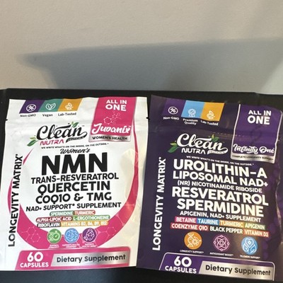 Clean Nutra JuvaniX NMN + Trans-Resveratrol Quercetin CoQ10 TMG Vegan 60 2PACK