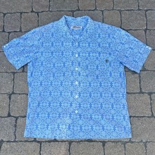 VTG 90s Katin Hapa Tapa Shirt Made in USA Blue Geometric Surf Camp XL Style #424