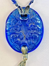 RENE LALIQUE RARE Pendentif Guêpes Verre Bleu électrique Art Déco 1920 No Vase