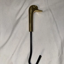 Vintage Brass Duck Fireplace Flue Damper Pull Hook Tool