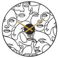 Wanduhr Faces, Metall, Schwarz, Ø 50 Cm