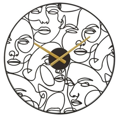 Wanduhr FACES, Metall, schwarz, Ø 50 cm