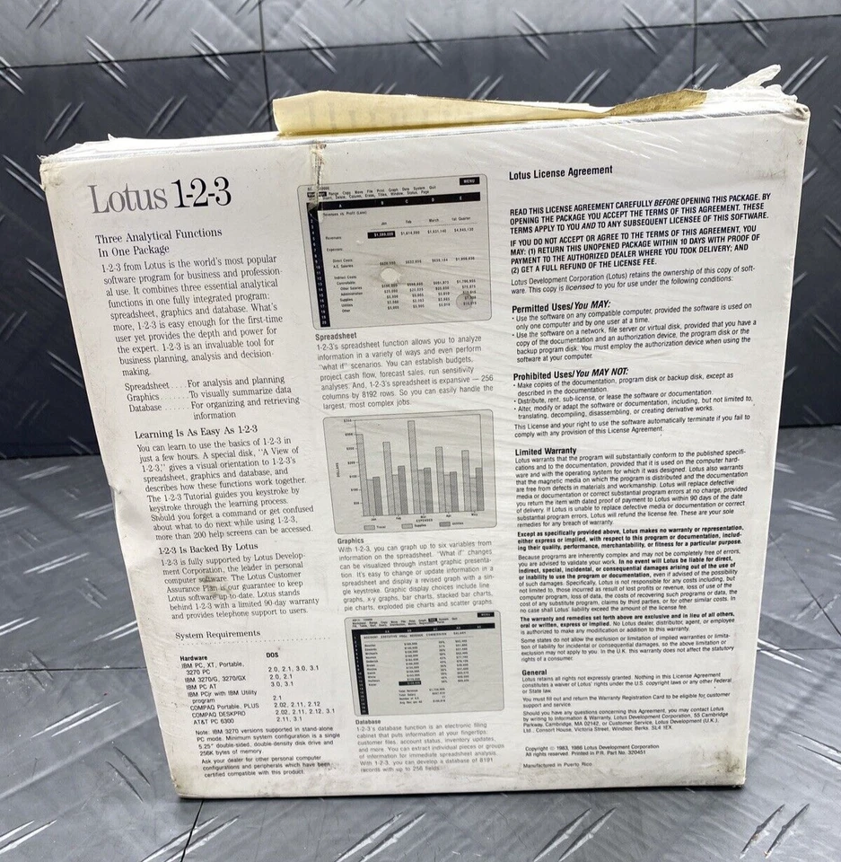 Lotus 1-2-3 123 Spreadsheets Software 5.25 Floppy Disc for IBM New Sealed Rare - Image 3 of 4