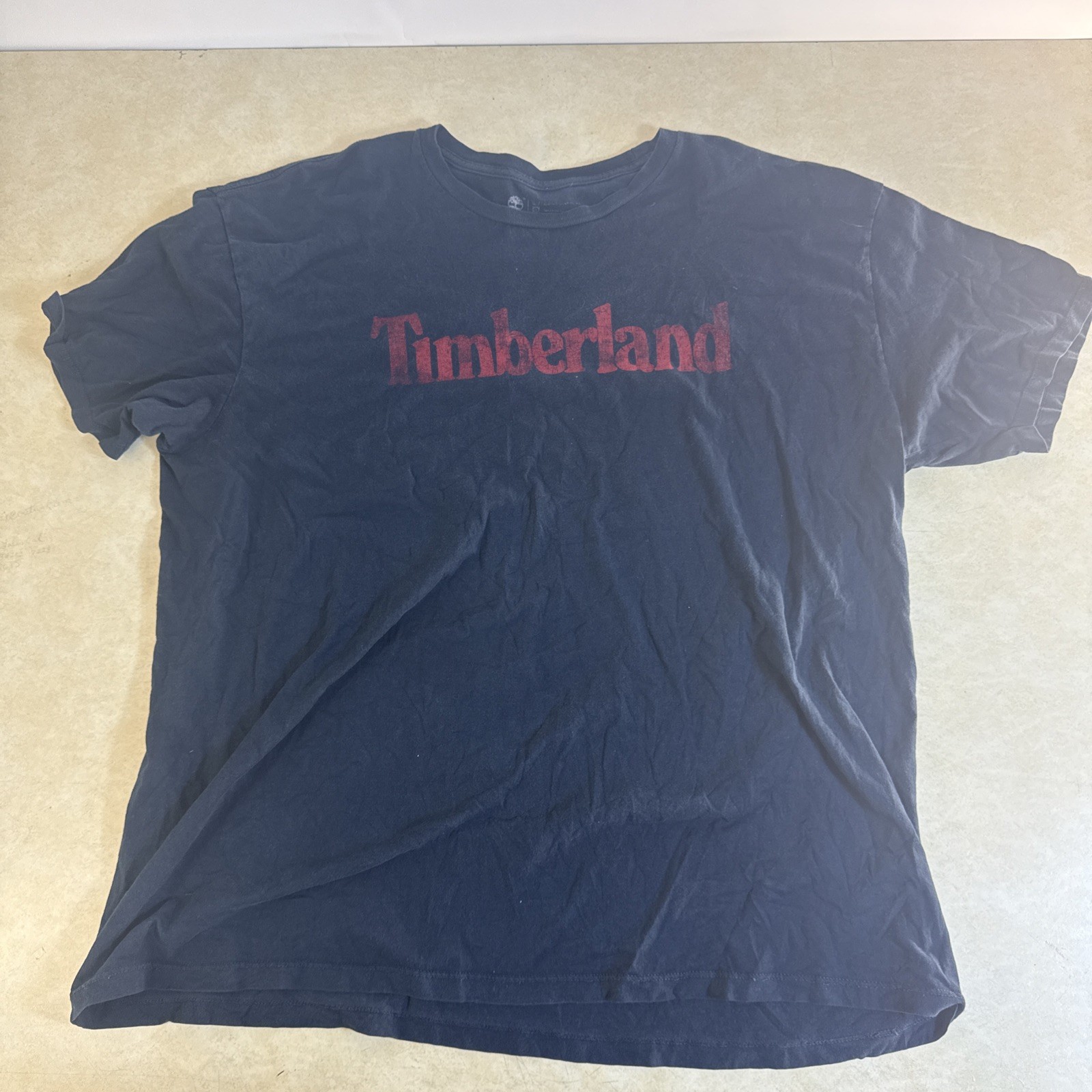 Timberland Blue Men's Cotton Crew Neck T-Shirt Logo Graphic Short Sleeve Sz 2XL