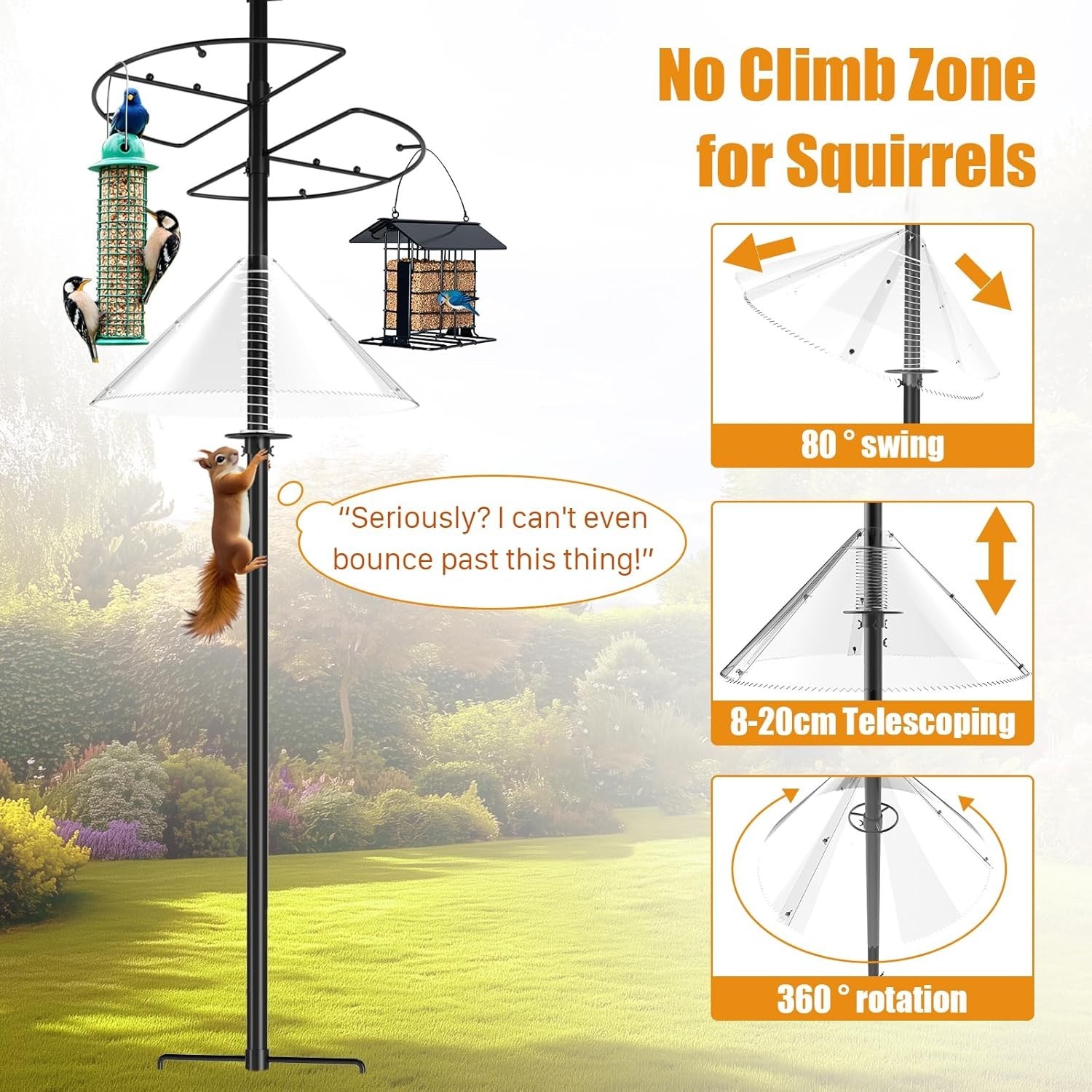 Squirrel Baffle for Bird Feeder Pole - 19 Inch Metal Guard for Shepherd’s Hoo...