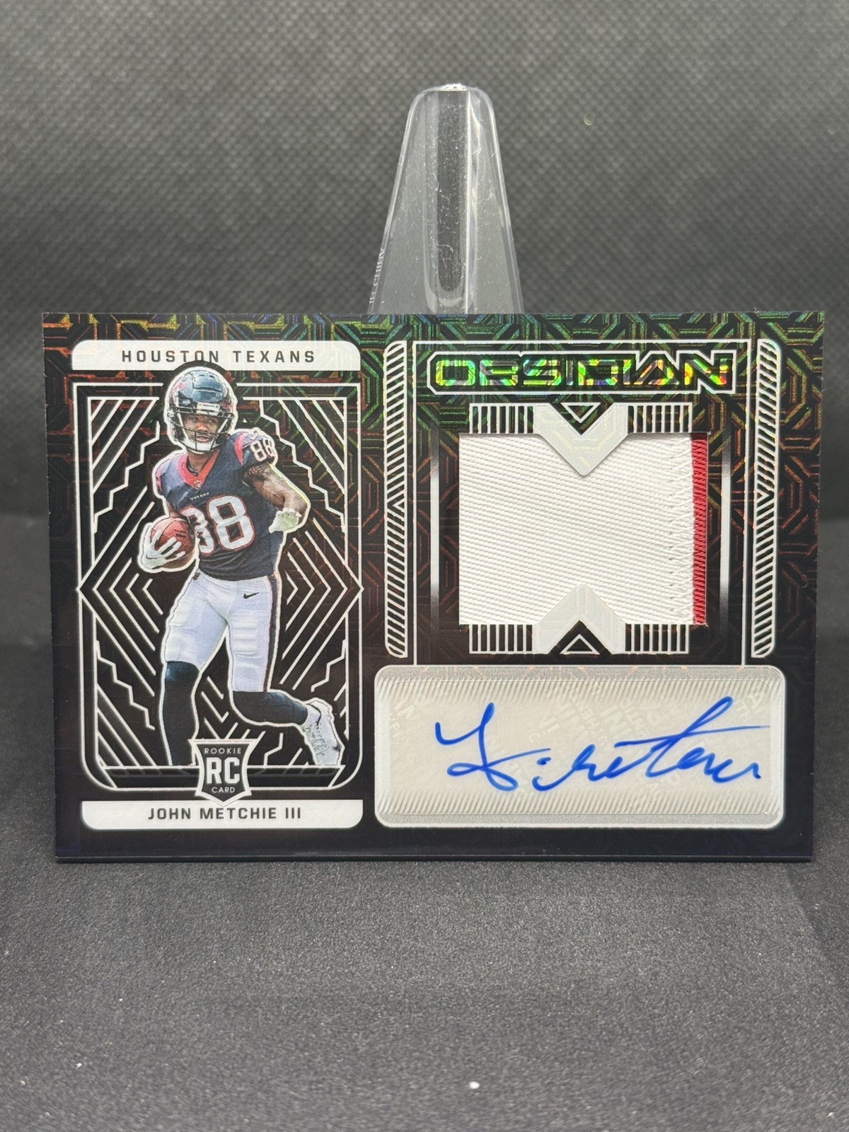 John Metchie Panini Obsidian #216 Autograph Jersey White Mojo Electric Etch