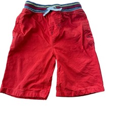 Boden Boys 6 Year Red Cotton Bermuda Shorts Elastic Waist Drawstring Pockets