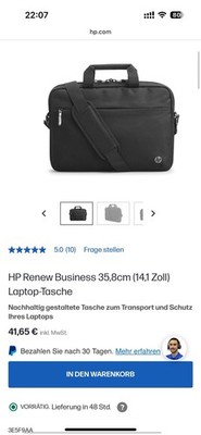 HP Laptoptasche Renew Business Kunstfaser schwarz 3E5F9AA bis 35,8 cm (14,1 Zoll