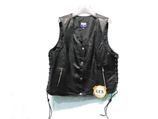 Highway Leather XXL 2X NWT Black Leather Motorcycle Vest Conceal Carry Pocket