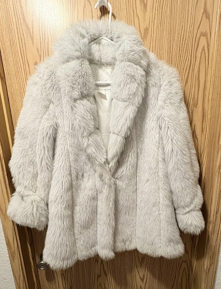 Abrigo para mujer G. Caseratti de piel sintética blanco acrílico, vintage años 70, EE. UU., talla S Foto 4 de 4