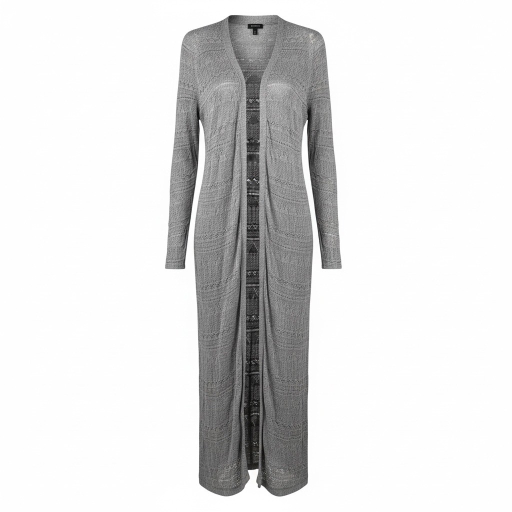 Torrid Gray Pointelle Knit Longline Duster Cardigan Sweater Size 1 Open Front 1x