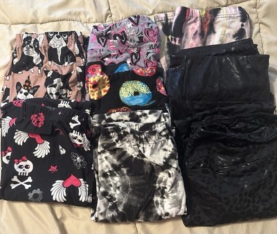 Lot of 8 Women s OS Leggings Tie-Dye Food & Animal Print Patterns Colorful Pants