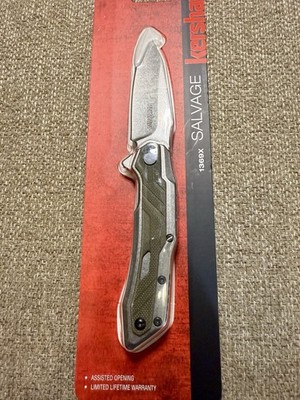 Kershaw Salvage Folding Knife 3'' 8Cr13MoV Steel Blade Stainless/Nylon Handle