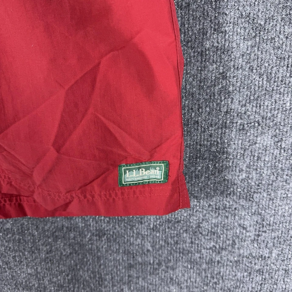 L.L. Bean Shorts Mens Large Red Nylon Swim Trunks Mesh Lined Drawstring Board - Image 2 of 4