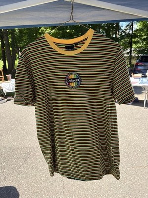 Trendy Polaroid Men's L Striped Logo Crew Neck Short Sleeve Multicolor T-Shirt