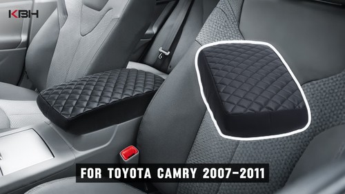 Fit 2007-2011 Toyota Camry Center Console Lid Armrest Protect Cover Pillow Black - Video 1 di 1