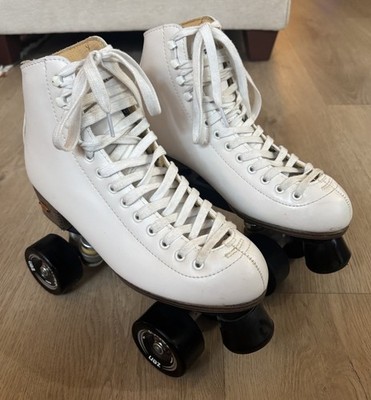 Riedell 111W Roller Skates Women s Size 8 White High Top + Zen Radar Wheels EUC