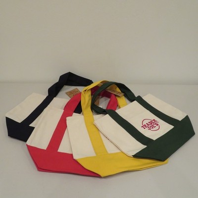 Trader Joe s Mini Canvas Tote Bag Classic Colors Choose Blue Red Green Yellow