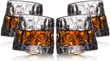 Whiskey Spinning Glasses Set of 4 | Rotating Solid Glassware 5 oz Barware