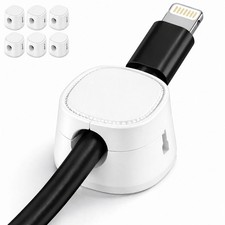 Magnetic Cable Clips 6-Pack Strong Adhesive Wire Holder Cord Organizer White