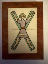 Saint Andrew Wood Pyraglass Plaque Beliner & McGinnis 3 1/2