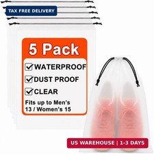 5 Pack Clear Shoe Bags for Travel Essentials Reusable Storage  15.7" 11.8" PEVA