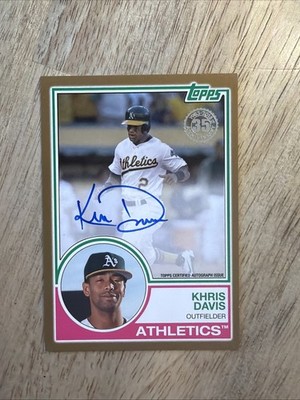 Khris Davis 2018 Topps 1983 Topps Design Auto #83A-KD Gold /50 Oakland Athletics