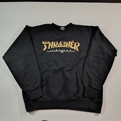 Thrasher Magazine Crewneck Sweatshirt Arabic Script Skateboarding MEDIUM *38-40