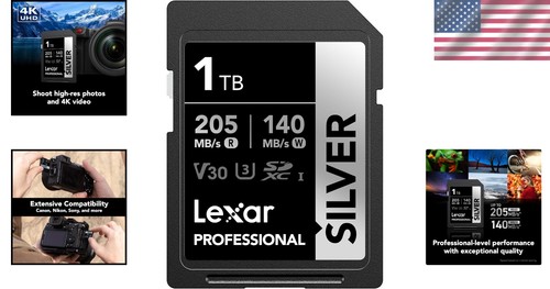 Carte SD haute vitesse 1 To - 205 Mo/s lecture, 140 Mo/s écriture, durable pour toutes conditions - Photo 2 sur 8