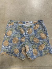 Vintage Art Of Eddy Y Reyn Spooner L Swim Shorts upside down pineapples trunks