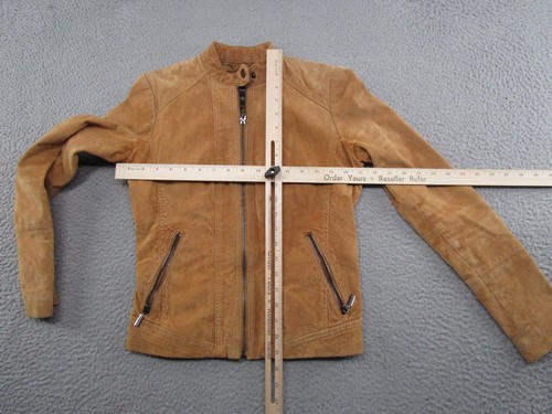 Bernardo braune Echtlederjacke mit Reißverschluss Damen Gr. XS Biker Taschen lesen - Bild 6 von 12