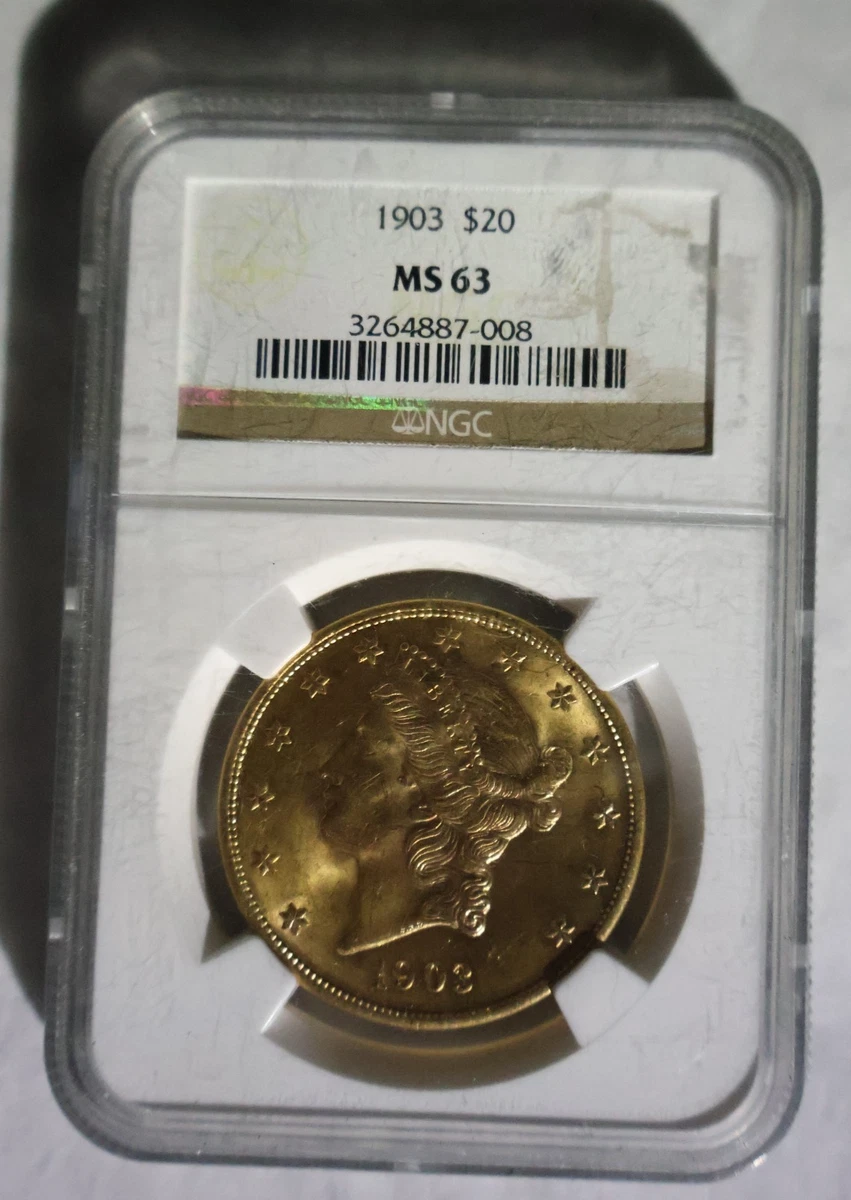 MS 63 Graded 1903 Year Double Eagle $20 US Gold Coins (Pre - 1933