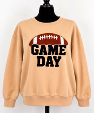 Women s Size Large Fall Sweatshirt Fleece Crewneck Pullover Football Game Day