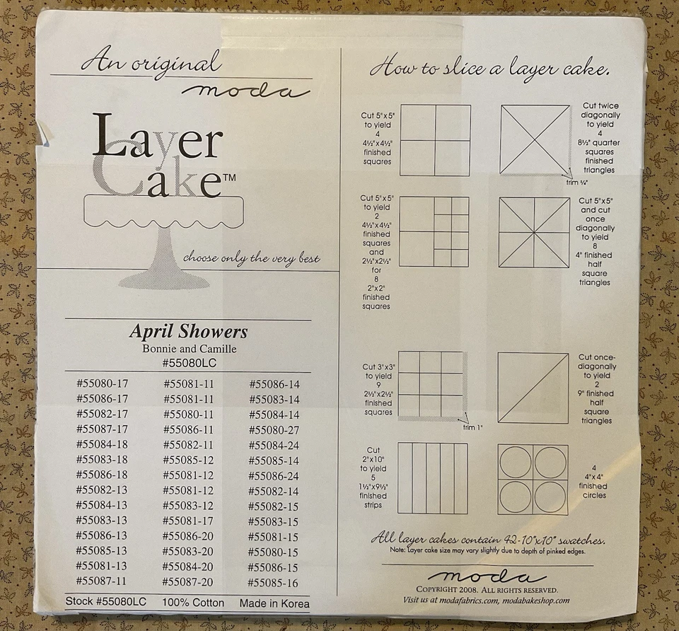 April Showers By Bonnie And Camille For Moda: Very Rare OOP retired Layer Cake - Image 2 of 2