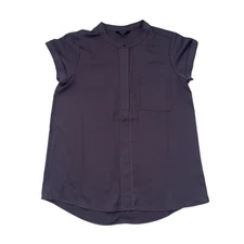 Simply Vera Vera Wang Shirt Womens Medium Gray Short Sleeve Blouse Pocket Top