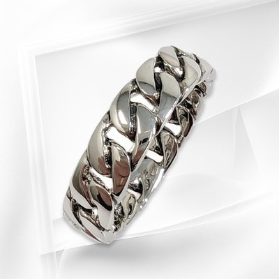 Massiver 925 Sterling Silber Kubanischer Gliederring schweres Band Biker Herrenring Geschenk