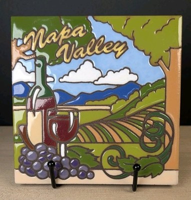 Napa Valley Hand Glazed Decorative Tile Trivet or Wall Hanging 6''X6''
