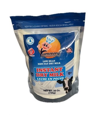 Yummmy Instant Dry Milk Non Fat Low Heat Cow Milk Powdered Drink 735g Pack