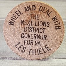Wooden Nickel United States of America Wheel and Deal Les Thiele Token