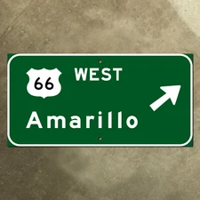 Texas US 66 Amarillo highway road freeway guide sign green 1961 I-40 24x12