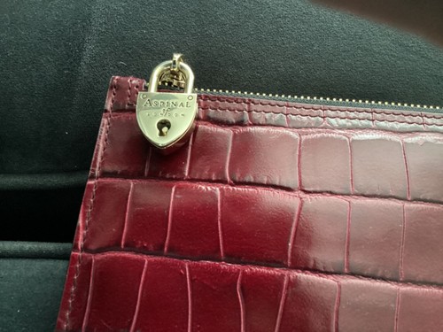 Aspinal of London Vintage Clutch/Evening Bag maroon one side and black zip - Picture 4 of 5