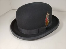 BAILEY DYNAFELT WOOL FUR BLEND BLACK DERBY BOWLER HAT MADE IN USA