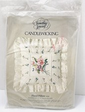 1984 Something Special Candlewicking Floral Pillow 80144 Lace and Ruffle Kit